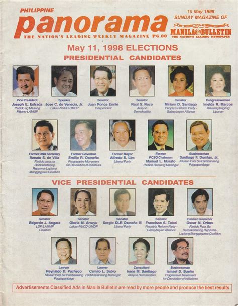 1998 president philippines